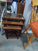 Nest of Three Glass Topped Tables