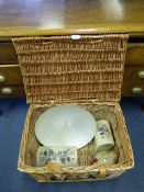 Wicker Basket Containing Assorted Decorative Items