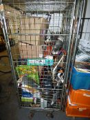 Trolley Containing Assorted Jigsaws, Shooting Sticks, Camera Tripods, Decorative Items, Kitchenalia,