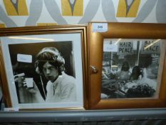Framed Picture of Mick Jagger and Another of Yoko Ono and John Lennon
