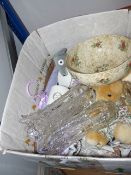 Box Containing Cut Glass Vases, Soft Toys, Decorative Baubles, Etc