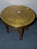 Brass Top Table on Oak Frame
