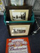 Tin Budweiser Sign, Prints, Etc