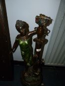 Pair of Bronze Floor Lamp in the Form of Female Figures