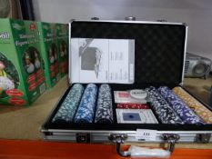 Box Containing Poker Chips and Playing Cards