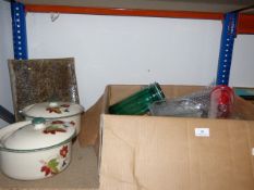 Box Containing Assorted Pasta Jars, Cooking, Dishes, Etc