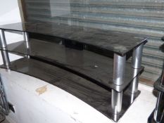 Black Glass Three Tier TV Stand