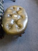 Green Leather Footstool