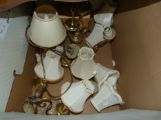 Brass Three Branch Chandelier, Wall Lights, Etc