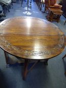 Oak Drop Leaf Table with Carved Detail