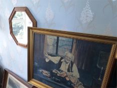 Octagonal Mirror and a Framed Print