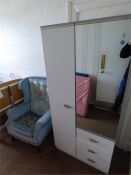 Remaining Contents of Room 6 Which Includes; Mirrored Door Wardrobe, Bedside Cabinet, High Seat