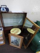 Glass Fronted Display Cabinet with Assorted Mirrors and Prints, Etc