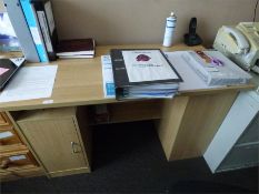 Home Desk in Light Oak Finish with Brushed Stainless Steel Handles