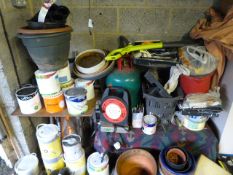 Assorted Plant Pots, Paint, Decorating Equipment, Etc