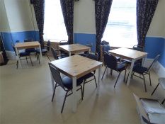 Four Pine Square Dining Tables with Twelve Banqueting Style Chairs