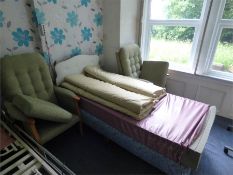 Remaining Contents of the Room Which Includes; Two High Seat Chairs, Cantilever Table, Bedroom