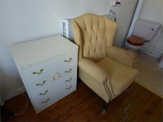 Remaining Contents of Room 19 Which Includes; Wardrobes, Cantilever Table, High Seat Chair, Etc