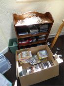 Oak Open Fronted Bookshelf and a Quantity of CDs, Etc