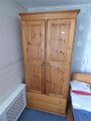 Pine Double Door Wardrobe over Drawers