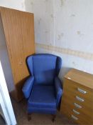 Remaining Contents of the Room Which Includes; Wardrobe, Chest of Drawers, High Seat Chair and a