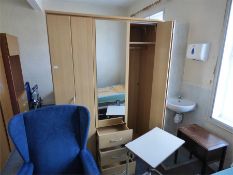 Remaining Contents of the Room Which Includes, Beech and Teak Wardrobes, Single Divan, Bedside