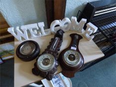 Cantilever Table, Three Barometers and a Welcome Sign