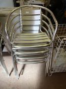 Four Tubular Aluminium Stackable Chairs