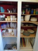 Contents of Cupboard with Includes Various Crockery, Unbreakable Cups, Beakers, Polythene Chopping