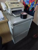 Gray Two Drawer Foolscap Filing Cabinet and a Panasonic Fax Machine