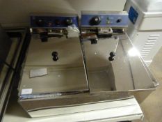 *F43 Polished Stainless Steel Two Basket Two Compartment Fryer