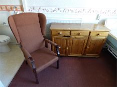 Pine Sideboard and a High Seat Chair