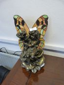 Decorative Tiffany Style Table Lamp in Bronze Finish and Glass Wings