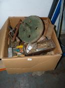 Box Containing Assorted Drill Chucks, Woodworking Tools, Etc