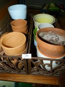 Two Cast Iron Garden Planters and a Quantity of Terracotta Pots, Etc