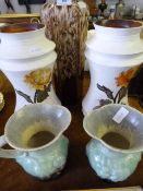Assorted Studio Pottery, Vases and a Pair of Continental Jugs
