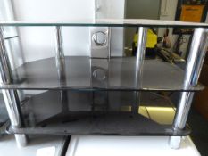 Black Glass Three Tier TV Stand