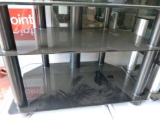 Black Glass Three Tier TV Stand
