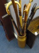 Collection of Walking Sticks, Vintage Umbrellas, Etc