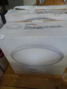 *Three Frosted Glass and Brushed Stainless Steel Light Fittings