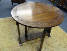 Carved Oak Gate Legged Table