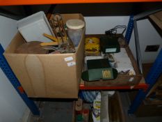 Two Boxes Assorted of Brass and Other Door Furniture, Fixings, Etc