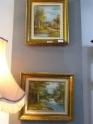 Gilt Framed Oils on Canvasses Depicting Rural Scenes