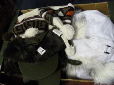 Box Containing Thirteen Assorted Caps and Bobble Hats
