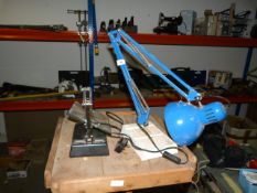 Blue Anglepoise Lamp and a Anglepoise Magnifier