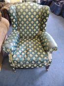 Green Wingback Fireside Chair