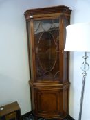 Reproduction Mahogany Glazed Corner Cupboard
