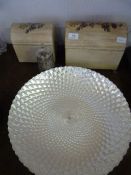 Two Dome Top Trinket Boxes, Glass Bowl, Etc