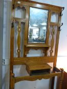 Edwardian Oak Mirrored Back Stand