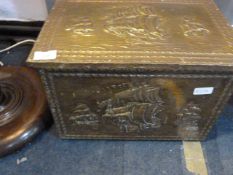 Embossed Brass Slipper Box